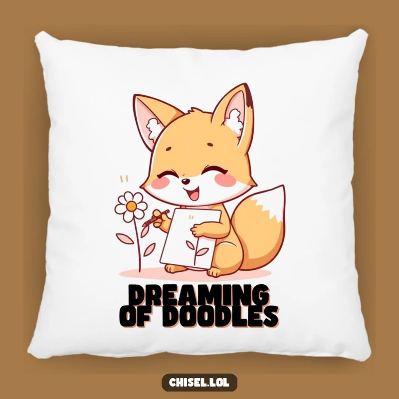 Funny Kawaii Fox Pillow - Joyful Sketching Comfort, Cozy & Cute Gift for Artists