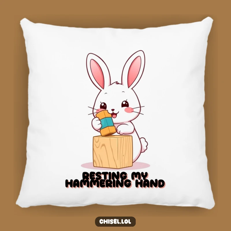 Comfy Funny Kawaii Bunny Pillow: Cuddle Up with Adorable Hammering Fun