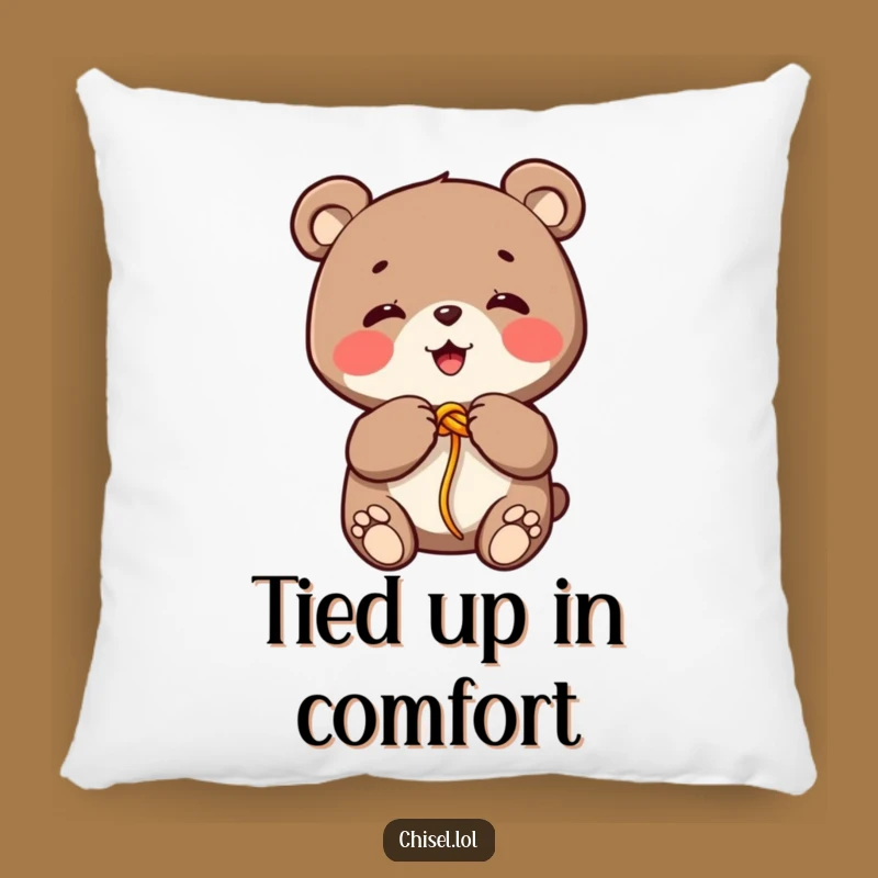 Comfy Funny Kawaii Bear Pillow: Cuddle Up with Giggling Knot-Tying Fun