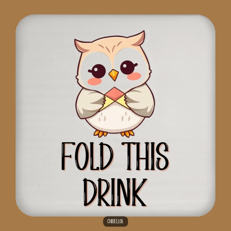 Funny Kawaii Owl Art Coaster - Giggling Crafter Protection, Cute & Humorous