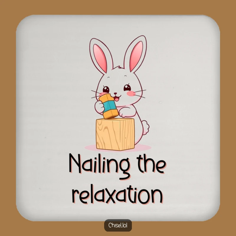 Funny Kawaii Bunny Drink Coaster: Protect Surfaces with Adorable Hammering Charm