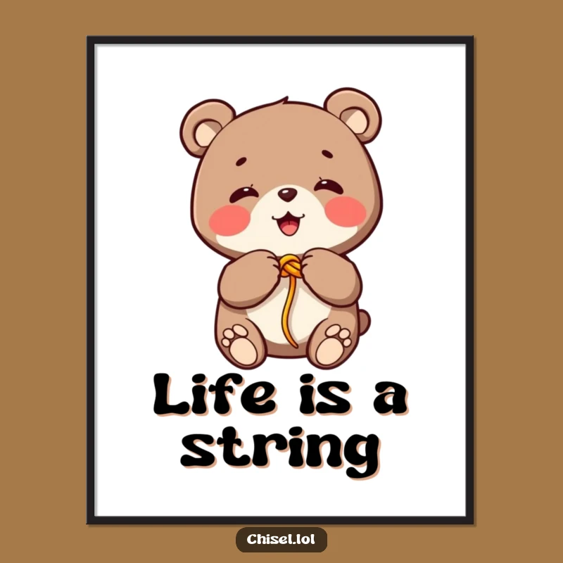 Funny Kawaii Bear Poster: Giggling Knot Art for a Playful Home