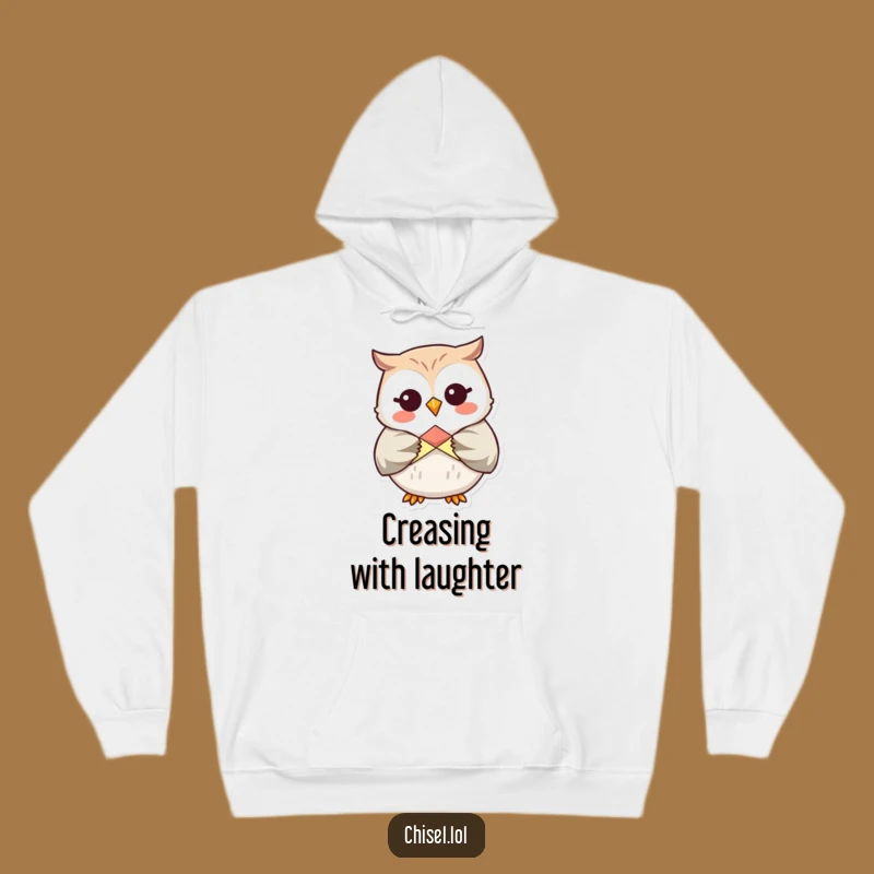 Cozy Funny Kawaii Owl Hoodie - Giggling Crafter Comfort, Witty Gift for Hobbyists
