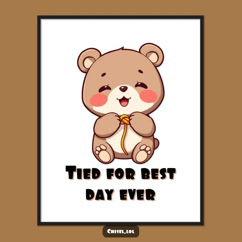 Free Printable Kawaii Bear Art: Tying Fun DIY Downloadable Decor