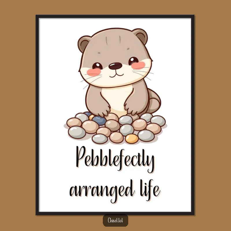Free Printable Kawaii Otter Art: Pebble Pattern DIY Downloadable Decor