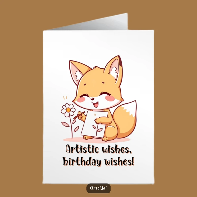 Free Printable Kawaii Fox Birthday Card: Funny Sketching Fox Downloadable Card for a Joyful DIY Gift