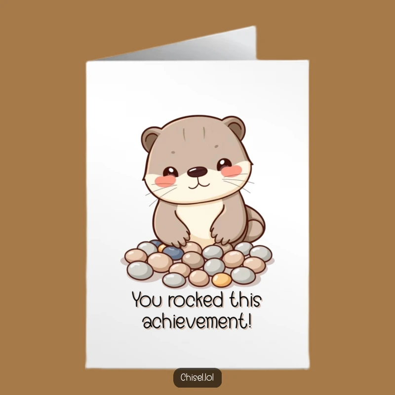 Free Printable Kawaii Otter Congrats Card: Patterned Success DIY Downloadable