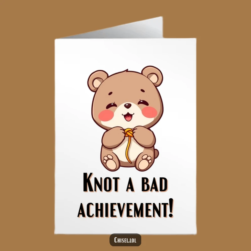 Free Printable Kawaii Bear Congrats Card: Tying Success DIY Downloadable