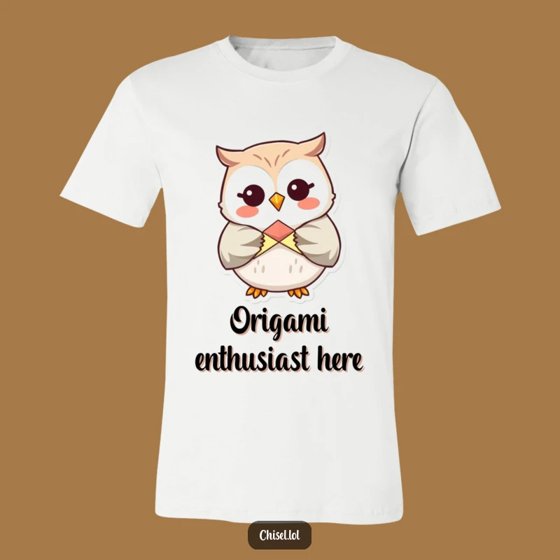 Funny Kawaii Owl T-Shirt - Giggling Origami Artist, Humorous Gift for Crafters